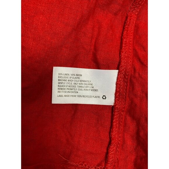 Tabitha Brown Target Tiered Smocked Maxi Linen Blend Dress Pink Red size Medium - Picture 4 of 11